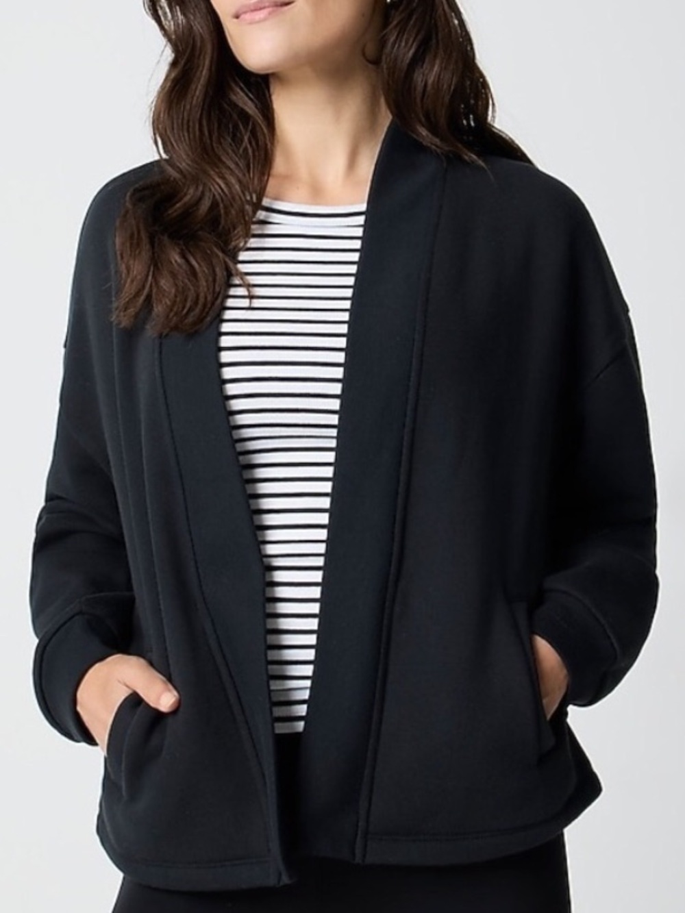 J. Crew Factory Black Open Front Knit Cardigan Size XXS